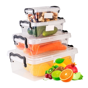 Zestaw 4 sztuki lunchbox - pojemniki na żywność prostokątne 0,3 L + 0,6 L + 1,2 L + 2 L