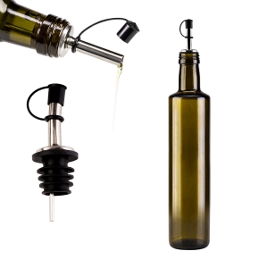 Butelka DORICA 500 ml oliwkowa na oliwę, alkohol z nalewakiem metalowym