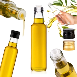 Butelka DORICA 250 ml BIAŁA BEZBARWNA z dozownikiem na oliwę, olej, ocet