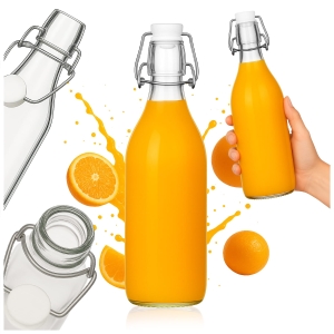 butelka OKRĄGŁA 1L 1000ml na wodę, lemoniadę, nalewki, soki  z korkiem mechanicznym + GRATIS