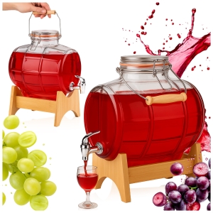 Beczka 8L z kranikiem, zamknięciem mechanicznym i uchwytem na podstawce na wódkę, bimber, sok