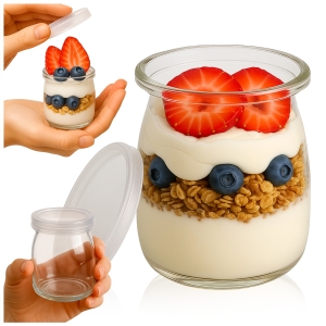 24x Słoiczek szklany 100ml z zatyczką na deserki, sosy, degustacji, deserów, galaretek