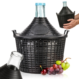 Balon szklany 10L w koszu na wino, nalewki, bimber