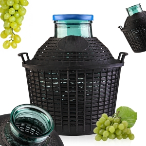 Balon szklany 15L w koszu na wino - szeroki otwór