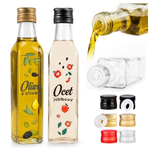 Butelka MARASCA 250 ml na oliwę ocet z naklejką z napisem Oliwa / Ocet