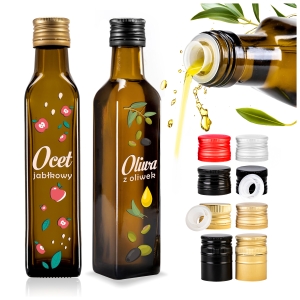 Butelka MARASCA 250 ml oliwkowa na oliwę ocet z naklejką z napisem Oliwa / Ocet