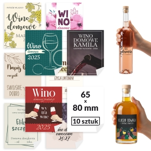 10x etykiety 65 x 80 mm samoprzylepne naklejki na domowe wino, nalewki, trunki