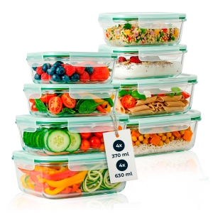 8x Hermetyczne pojemniki szklane lunchbox do przechowywania żywności