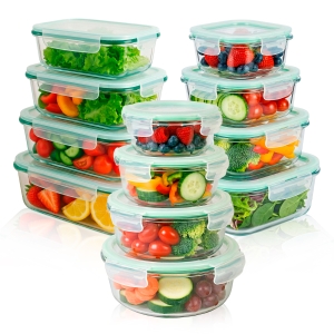 12x Hermetyczne pojemniki szklane (4x okrągłe + 4x kwadratowe + 4x prostokątne) do przechowywania żywności