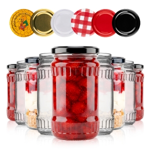 10x Słoiki szklane 370 ml na przetwory, dżemy, sosy, sałatki + GRATIS