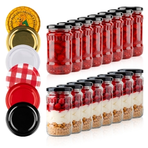 20x Słoiki szklane 370 ml na przetwory, dżemy, sosy, sałatki + GRATIS