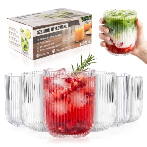 6x szklanki ryflowane 260 ml do drinków, napojów, soku, wody, na napoje, drinki