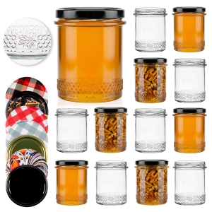 40x Słoiki szklane 400 ml Prosty z rantem MIÓD na przetwory, miód, dżemy, pyłek pszczeli + GRATIS