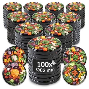100x zakrętka wieczko WARZYWA MIX fi 82 mm na słoiki, słoje
