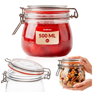 Słoik szklany 500 ml z zamknięciem mechanicznym WEK na owsiankę, przetwory, miód, produkty sypkie