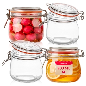 4x Słoiki szklane 500 ml z zamknięciem mechanicznym WEK na owsiankę, przetwory, miód, produkty sypkie 