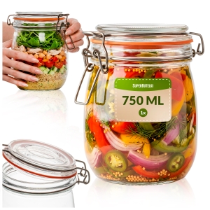 Słoik szklany 750 ml z zamknięciem mechanicznym WEK na owsiankę, przetwory, miód, produkty sypkie