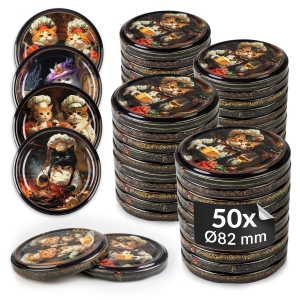 50x zakrętka wieczko KOTY MIX fi 82 mm na słoiki, słoje