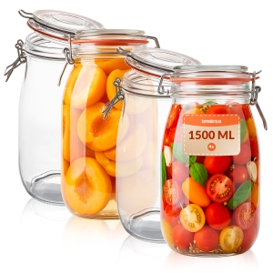 4x Słoik szklany 1,5 L z zamknięciem mechanicznym WEK na przetwory, miód, produkty sypkie
