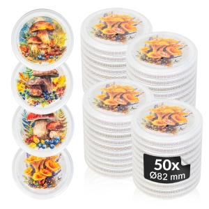 50x zakrętka wieczko GRZYBY fi 82 mm na słoiki, słoje