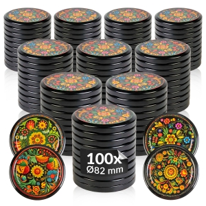 100x zakrętka wieczko Haftowanka fi 82 mm na słoiki, słoje