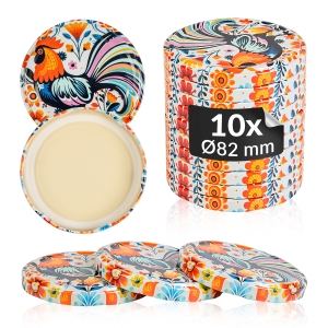 10x zakrętka wieczko Folk fi 82 mm na słoiki, słoje