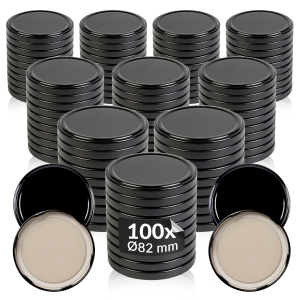 100x zakrętka wieczko czarna fi 82 mm na słoiki, słoje