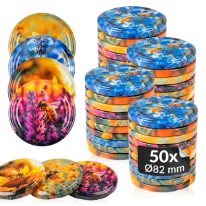 50x zakrętka wieczko Pszczoły MIX fi 82 mm na słoiki, słoje