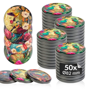 50x zakrętka PTAKI fi 82mm na słoiki, słoje, do słoików