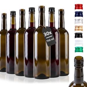 Zestaw 30 sztuk - Butelka BORDEAUX 750 ml NA ZAKRĘTKĘ na wino