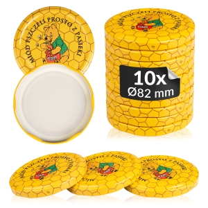 10x zakrętka wieczko miód Kubuś fi 82 mm na słoiki, słoje