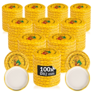 100x zakrętka wieczko miód Kubuś fi 82 mm na słoiki, słoje