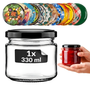 Słoik szklany 330 ml na przyprawy, dżem, konfitury, miód, grzyby + GRATIS