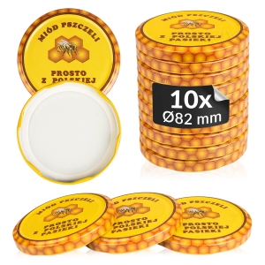 10x zakrętka wieczko miód pszczeli fi 82 mm na słoiki, słoje