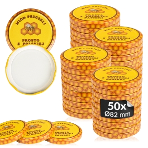 50x zakrętka wieczko miód pszczeli fi 82 mm na słoiki, słoje