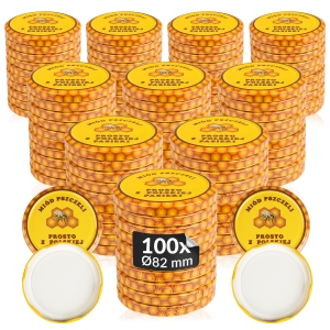 100x zakrętka wieczko miód pszczeli fi 82 mm na słoiki, słoje