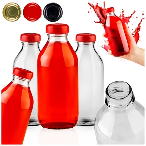 Zestaw 10 sztuk - butelka KUBUŚ 330 ml szklana na sok, napoje, wodę, nalewki + GRATIS