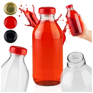 Butelka szklana KUBUŚ 330ml na sok, soczki, lemoniadę, napoje, wodę + GRATIS