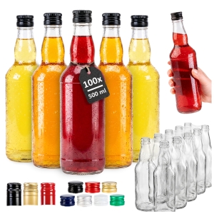 Zestaw 100 sztuk -  butelka MONOPOLOWA 500 ml szklana na bimber wódkę
