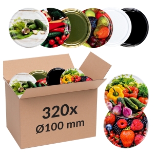 320x zakrętka wieczko fi 100 mm do słoików, słoika, słojów – karton