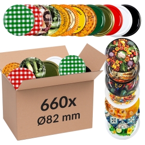 660x zakrętka wieczko fi 82 mm do słoików, na słoiki, słoje – karton