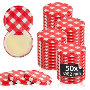 50x zakrętka wieczko kratka czerwona fi 82 mm na słoiki, słoje