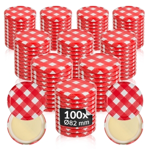 100x zakrętka wieczko kratka czerwona fi 82 mm na słoiki, słoje