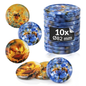 10x zakrętka wieczko Pszczoły MIX fi 82 mm na słoiki, słoje