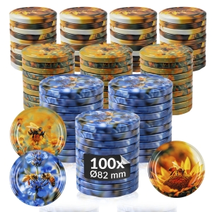 100x zakrętka wieczko Pszczoły MIX fi 82 mm na słoiki, słoje