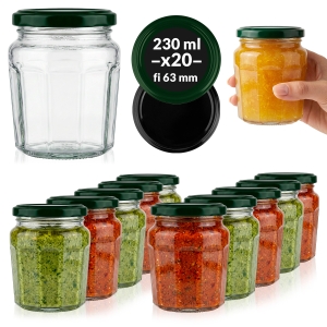 20x Słoiki szklane 230 ml Konfitura na dżemy, miody, przetwory, powidła + GRATIS