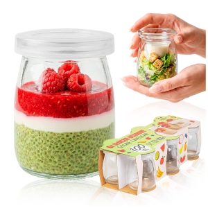 6x Słoiczek szklany 100ml z zatyczką na deserki, sosy, degustacji, deserów, galaretek