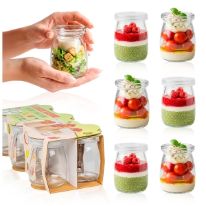 12x Słoiczek szklany 100ml z zatyczką na deserki, sosy, degustacji, deserów, galaretek