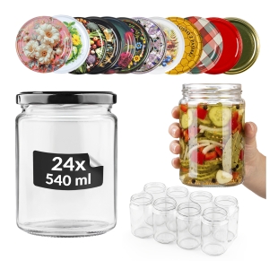 24x słoik szklany 540ml na przetwory, dżemy, miód, powidła