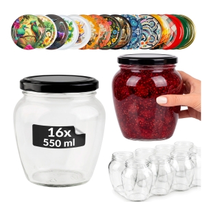 16x słoik szklany 550ml Amfora na przetwory, grzyby, dżemy, miód